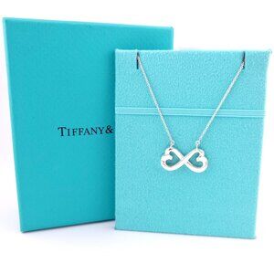 Tiffany & Co Paloma Picasso Sterling Silver Double Loving Heart Pendant Necklace